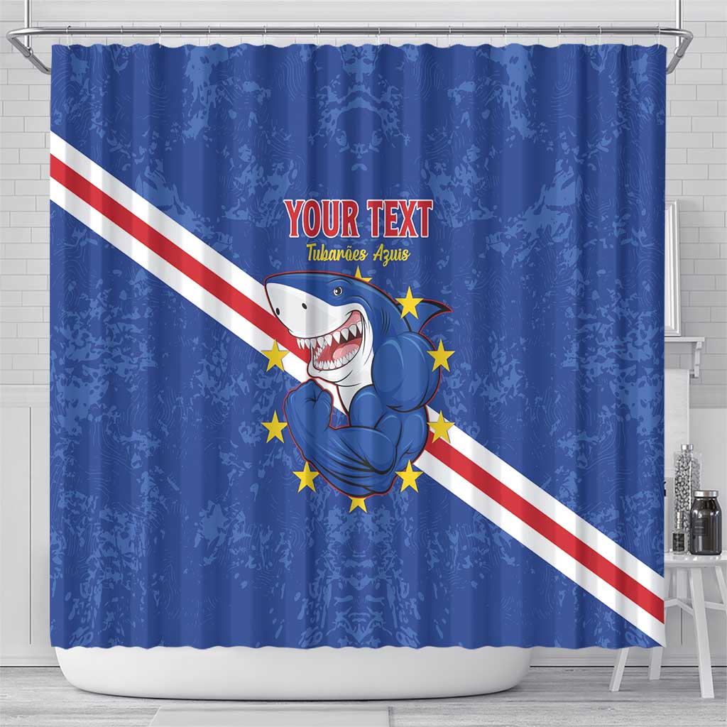 Custom Cape Verde Football Shower Curtain Go Blue Sharks LT15