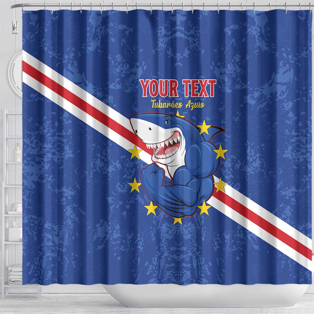 Custom Cape Verde Football Shower Curtain Go Blue Sharks LT15