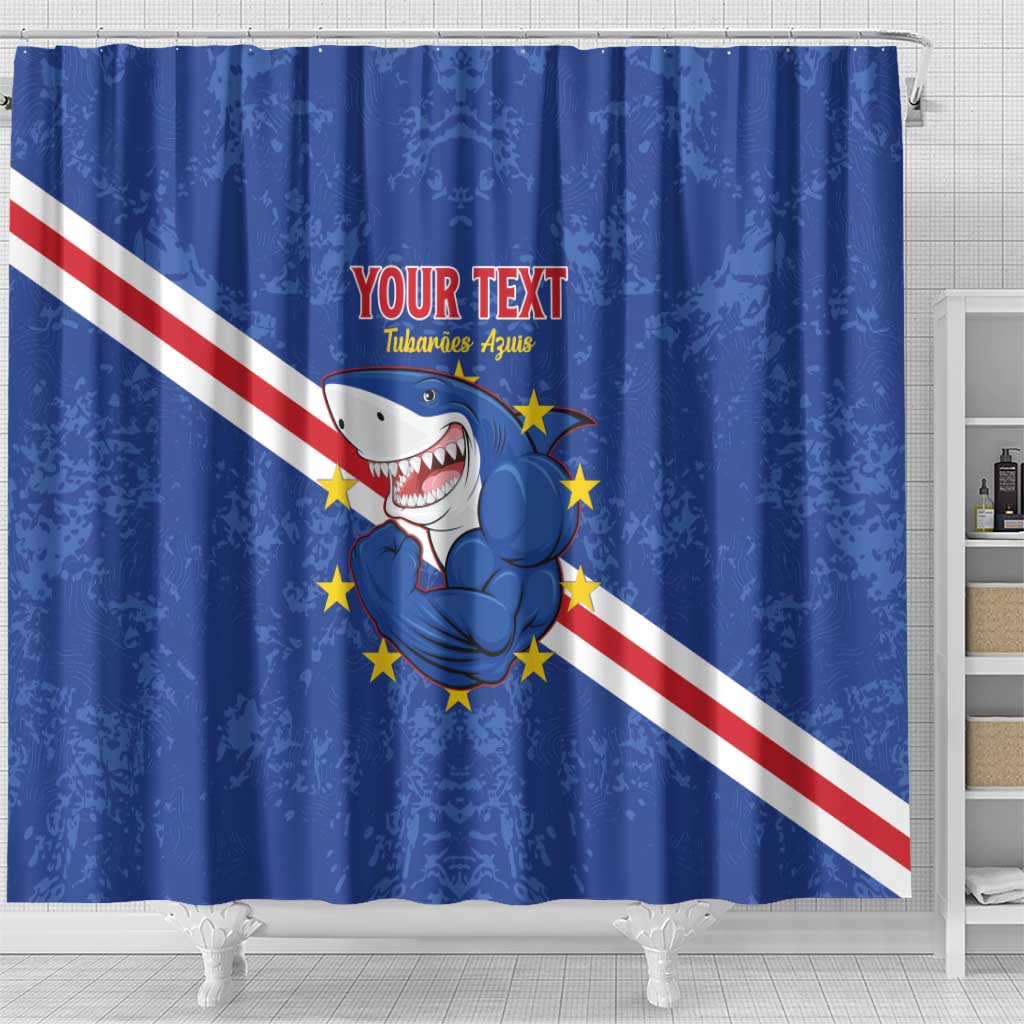 Custom Cape Verde Football Shower Curtain Go Blue Sharks LT15