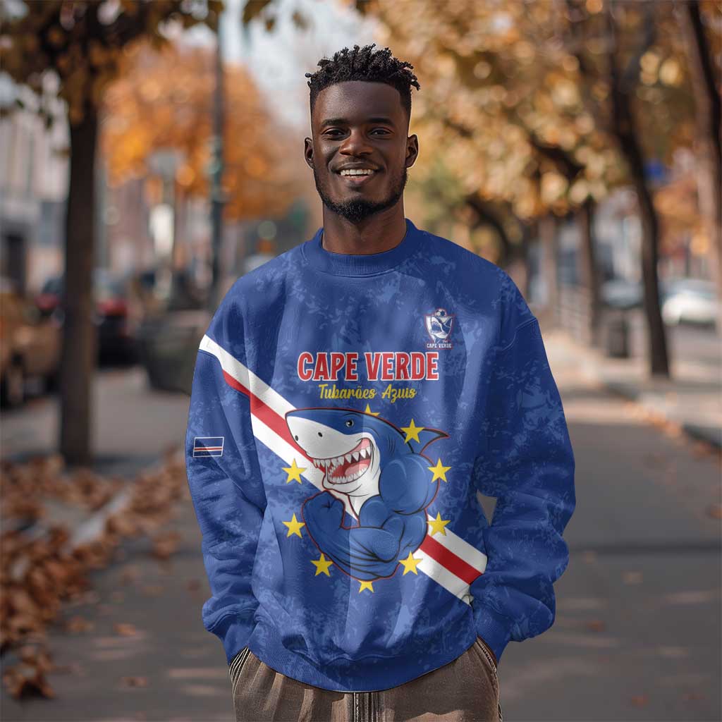 Custom Cabo Verde Football Sweatshirt Go Tubaroes Azuis LT15