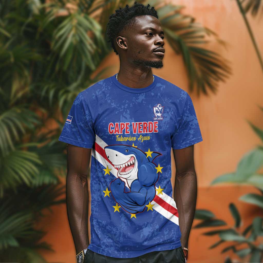Custom Cabo Verde Football T shirt Go Tubaroes Azuis LT15