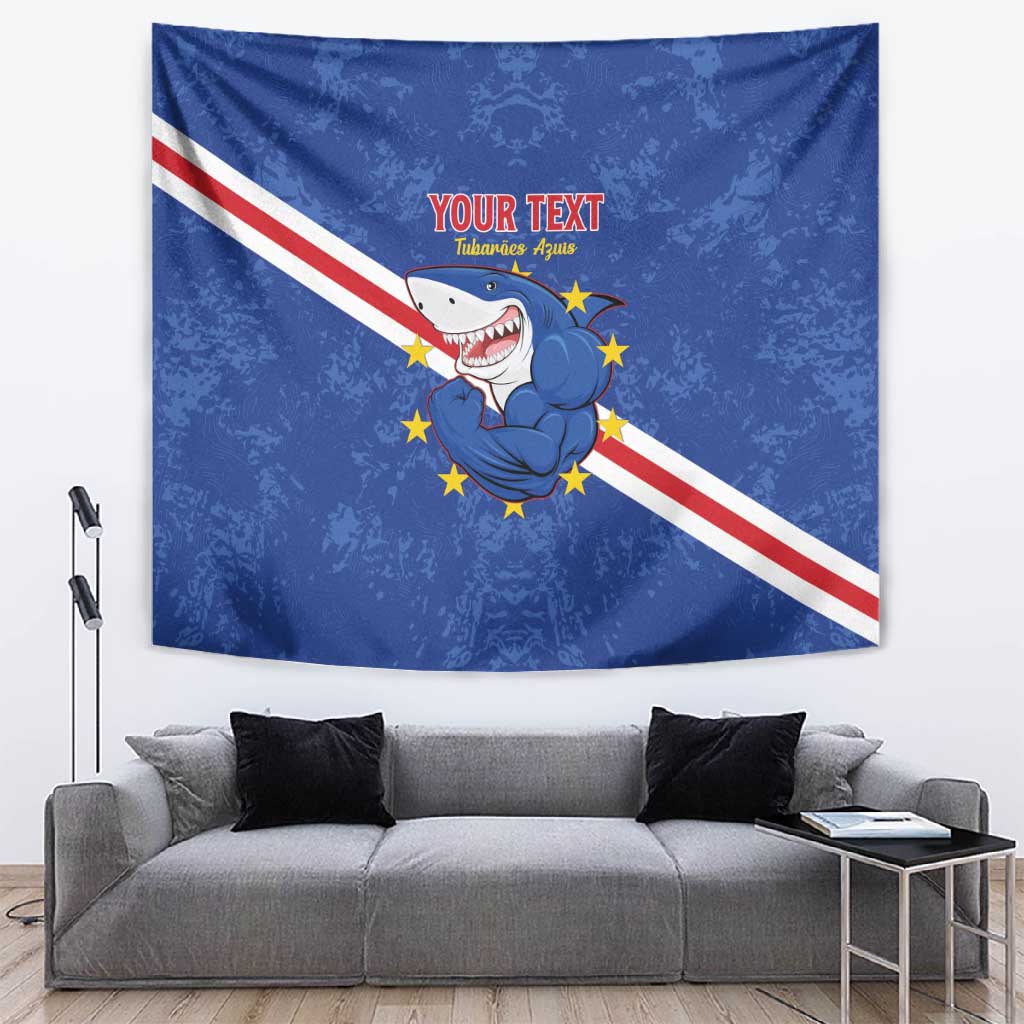 Custom Cabo Verde Football Tapestry Go Tubaroes Azuis LT15