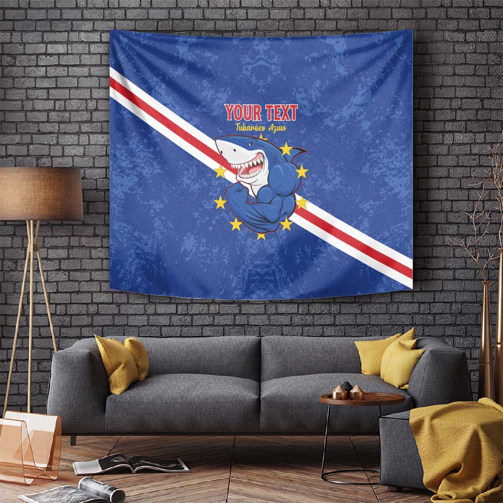 Custom Cabo Verde Football Tapestry Go Tubaroes Azuis LT15