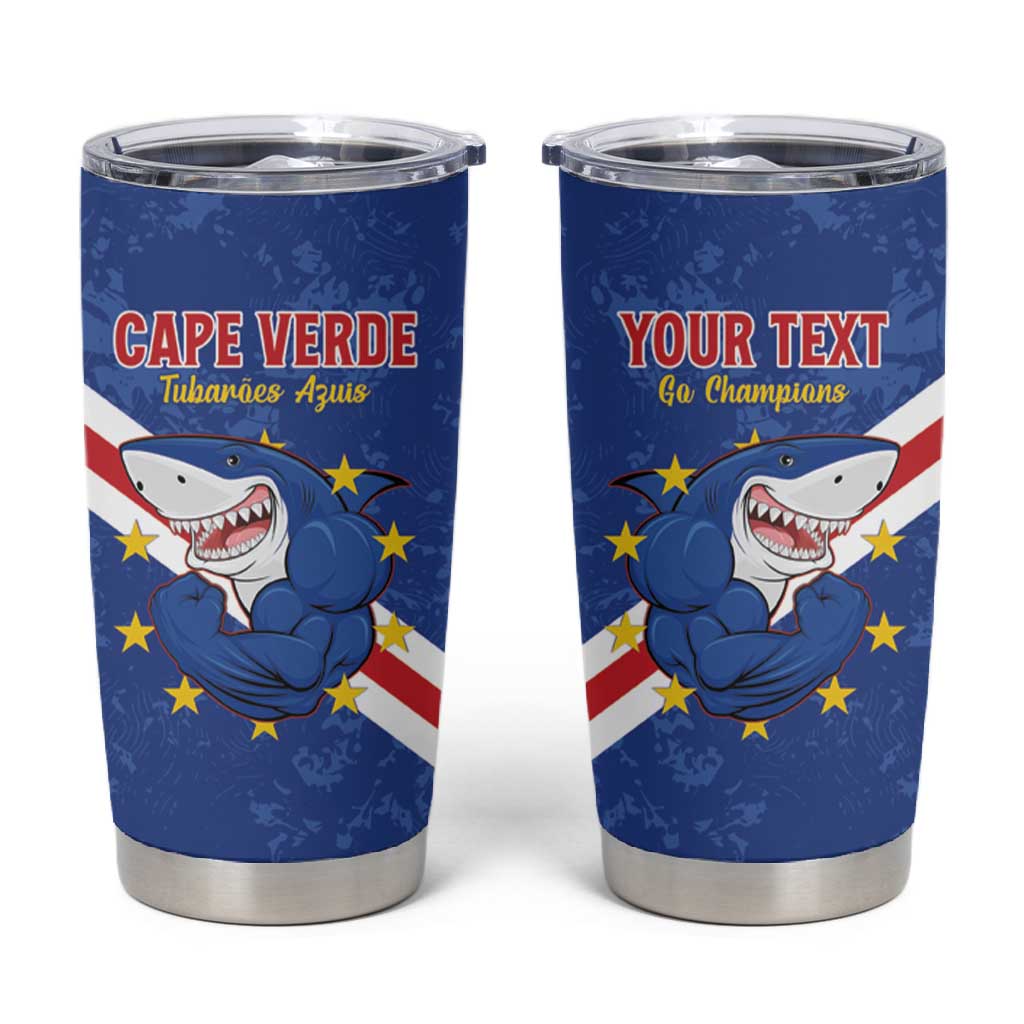 Custom Cabo Verde Football Tumbler Cup Go Tubaroes Azuis LT15