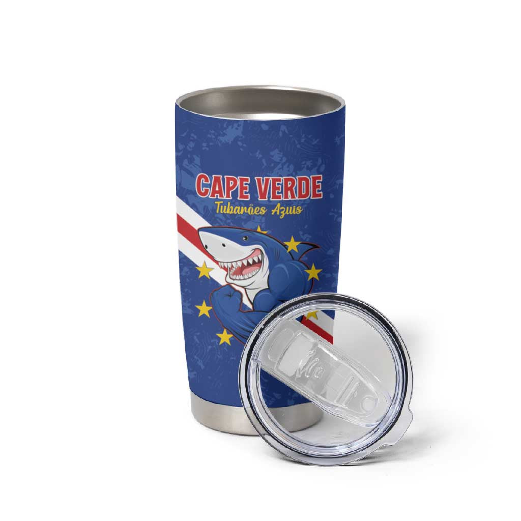 Custom Cabo Verde Football Tumbler Cup Go Tubaroes Azuis LT15