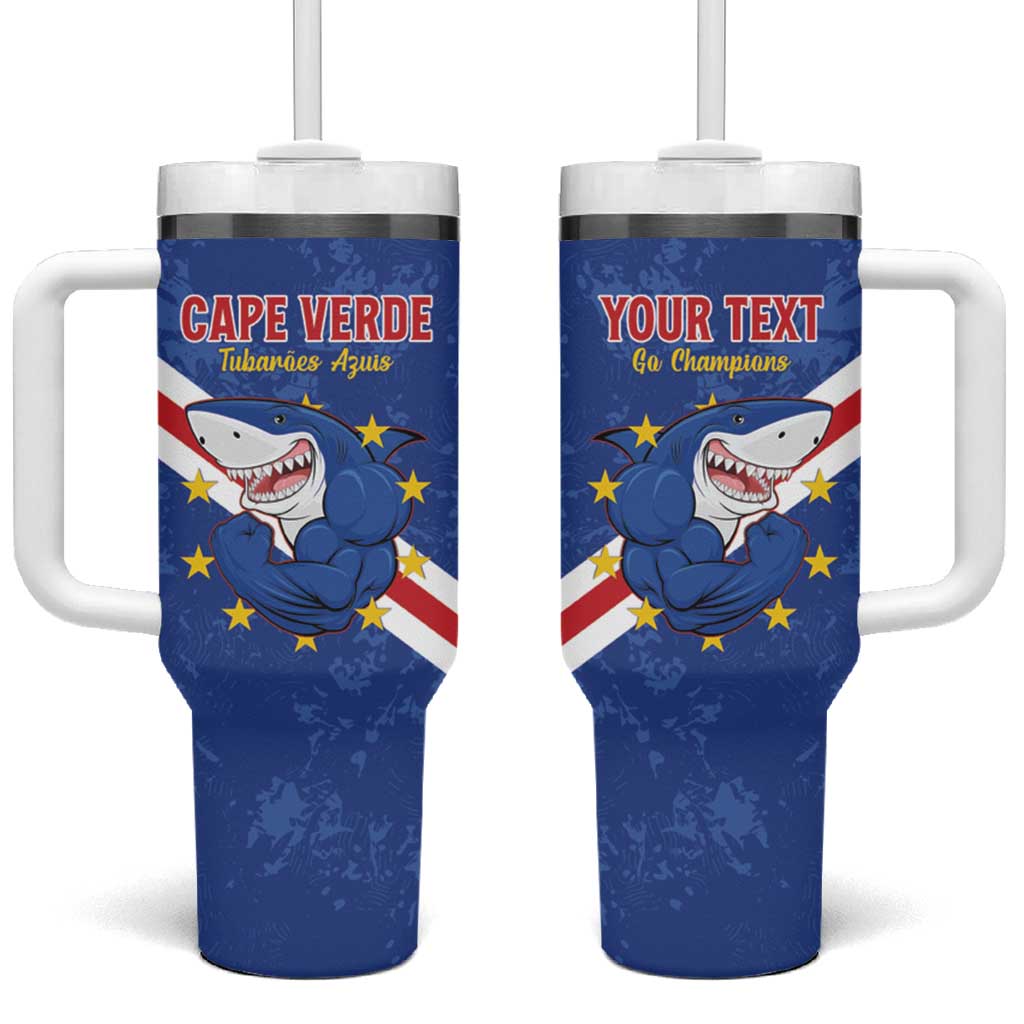 Custom Cabo Verde Football Tumbler With Handle Go Tubaroes Azuis LT15