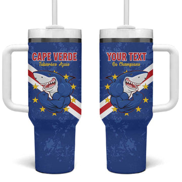 Custom Cabo Verde Football Tumbler With Handle Go Tubaroes Azuis LT15