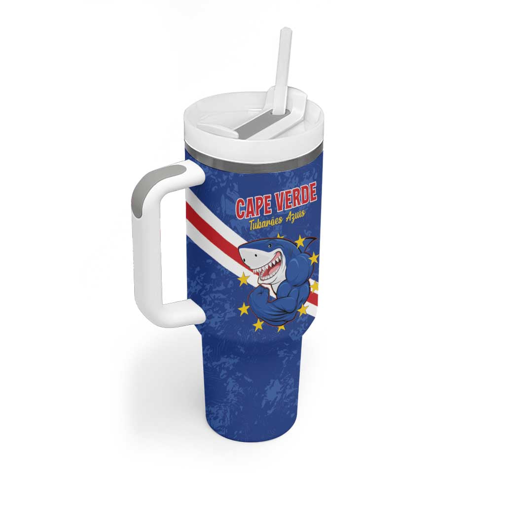 Custom Cabo Verde Football Tumbler With Handle Go Tubaroes Azuis LT15