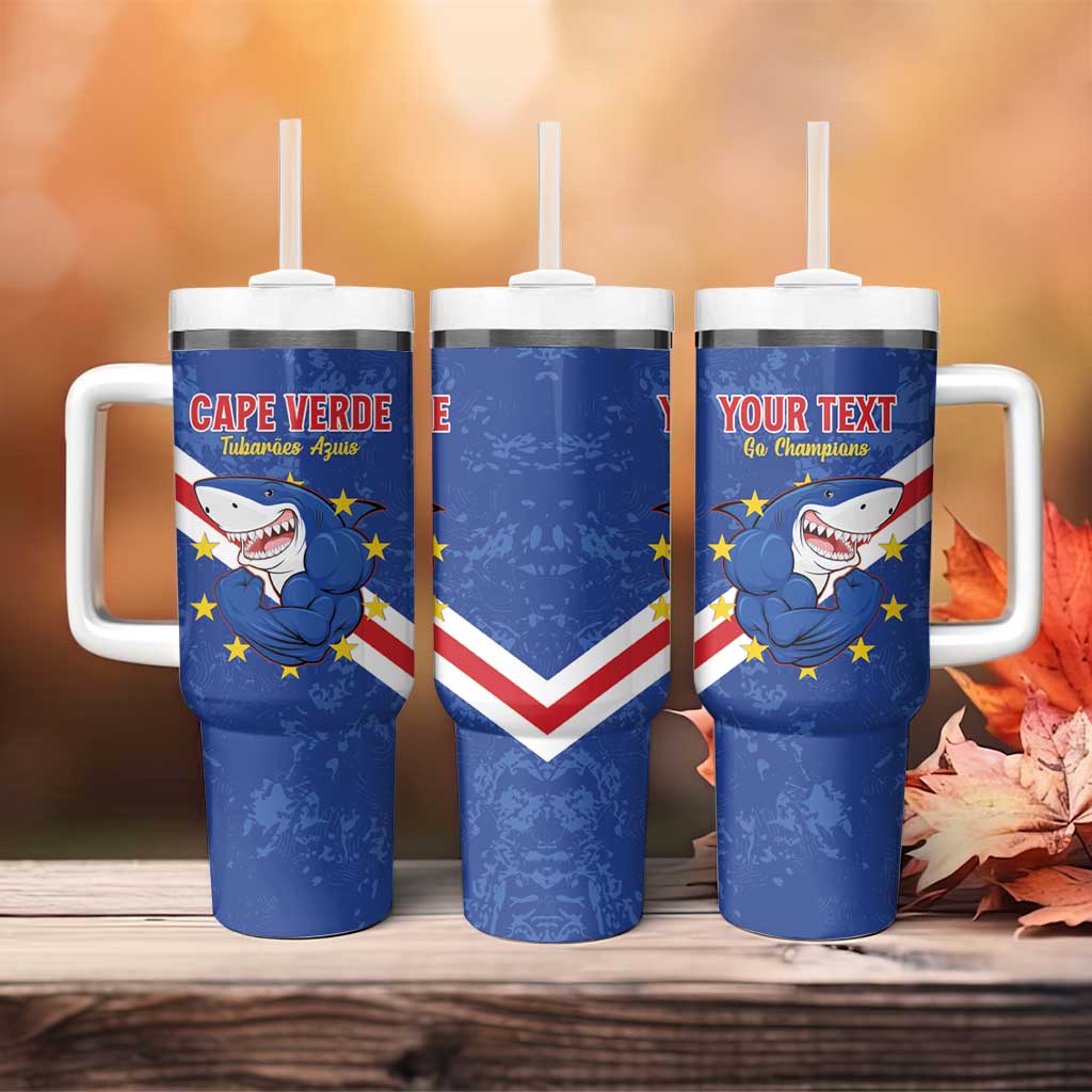 Custom Cabo Verde Football Tumbler With Handle Go Tubaroes Azuis LT15