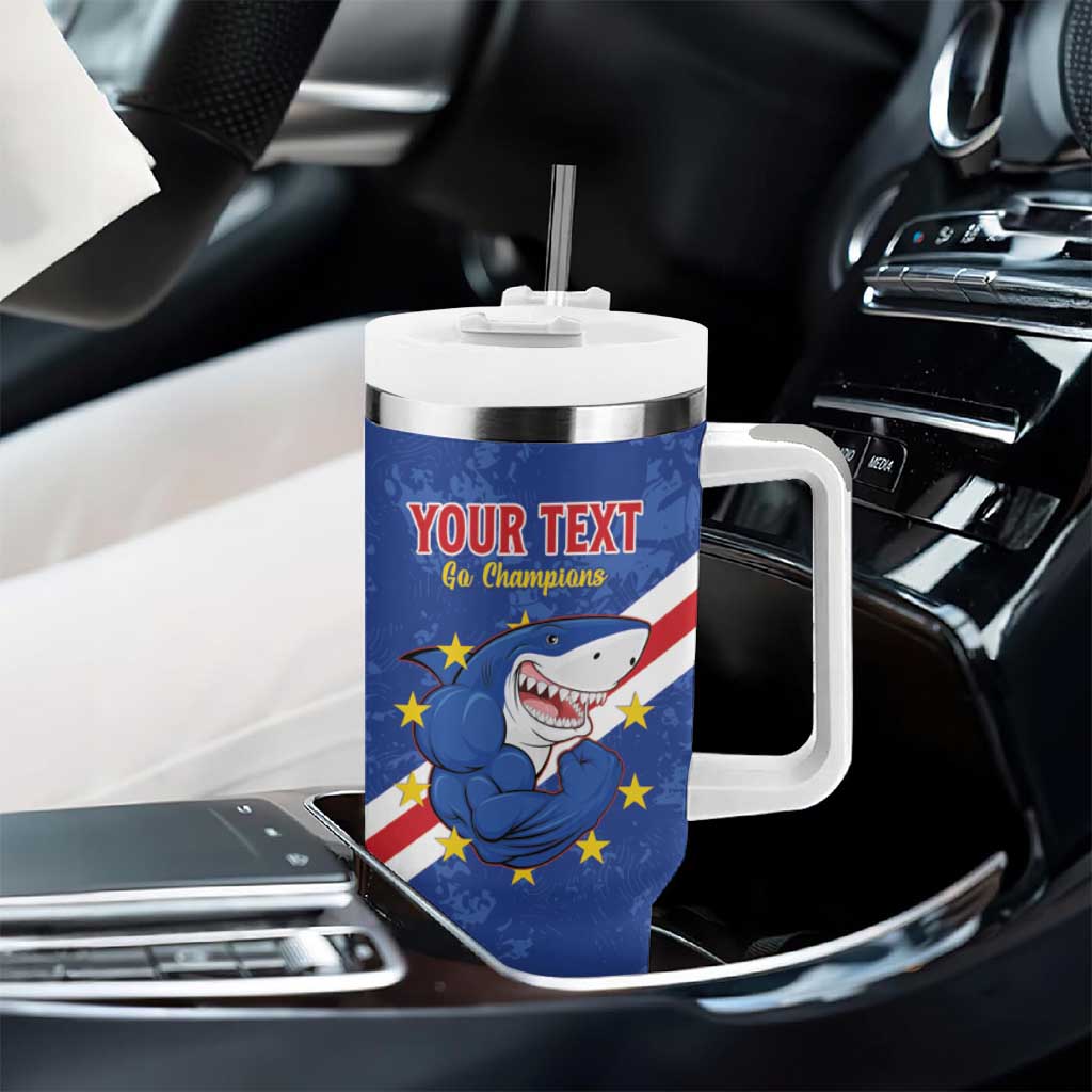 Custom Cabo Verde Football Tumbler With Handle Go Tubaroes Azuis LT15
