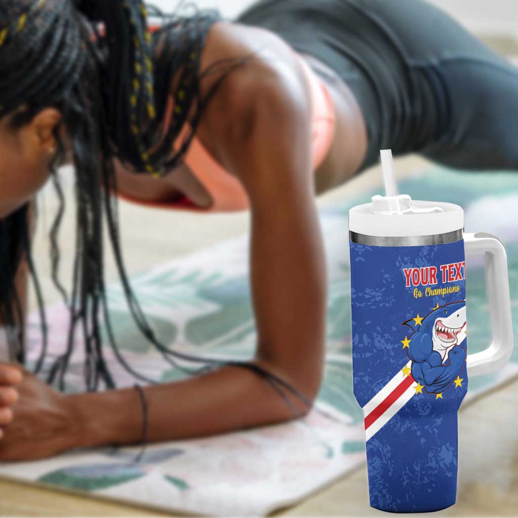 Custom Cabo Verde Football Tumbler With Handle Go Tubaroes Azuis LT15