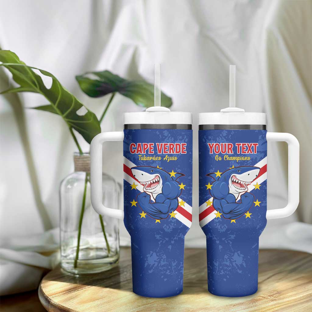 Custom Cabo Verde Football Tumbler With Handle Go Tubaroes Azuis LT15