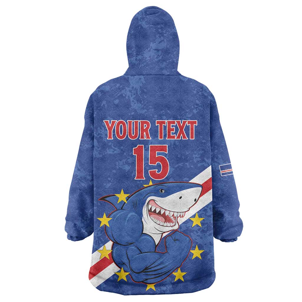 Custom Cabo Verde Football Wearable Blanket Hoodie Go Tubaroes Azuis LT15
