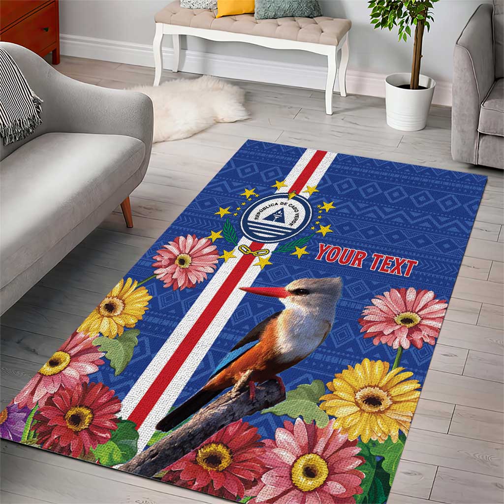 Personalised Cabo Verde Area Rug Grey-Headed Kingfisher Mix Gerbera Daisy LT15