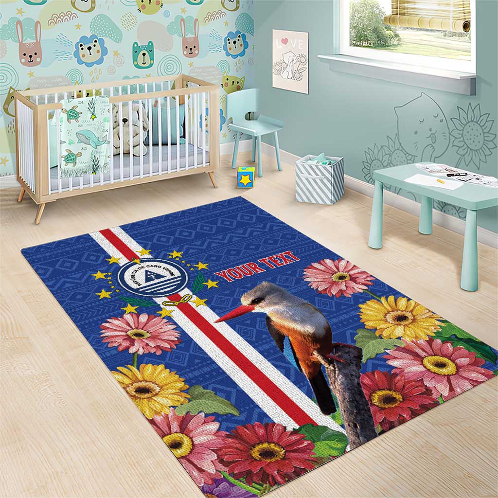 Personalised Cabo Verde Area Rug Grey-Headed Kingfisher Mix Gerbera Daisy LT15