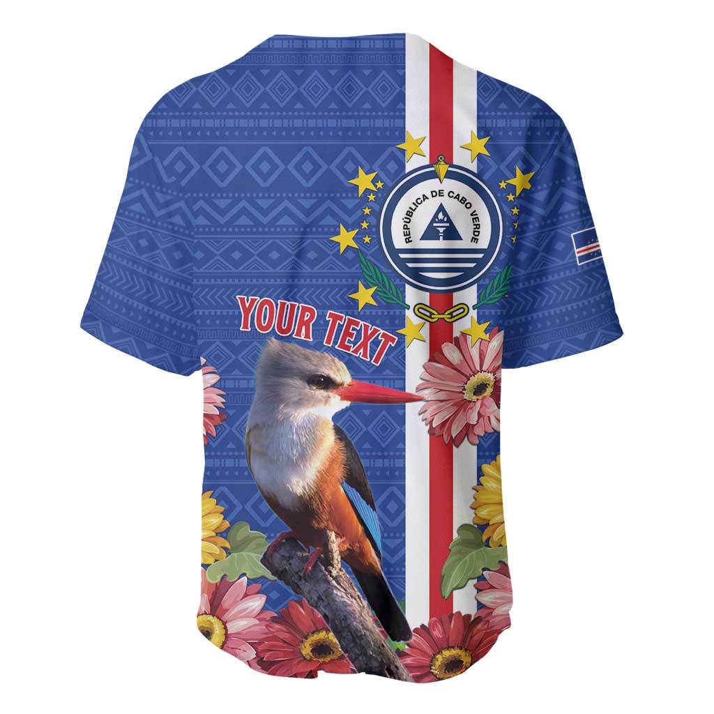 Personalised Cabo Verde Baseball Jersey Grey-Headed Kingfisher Mix Gerbera Daisy LT15