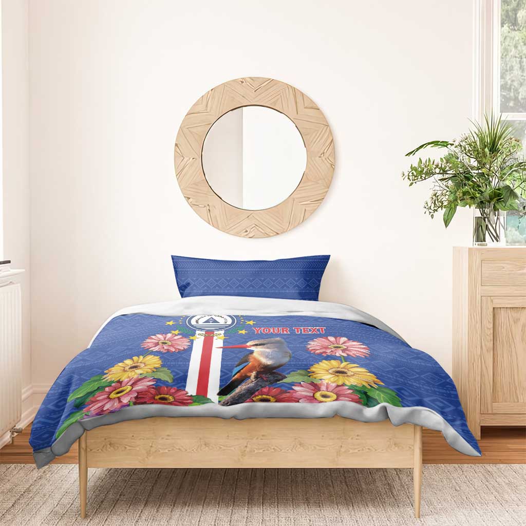 Personalised Cabo Verde Bedding Set Grey-Headed Kingfisher Mix Gerbera Daisy LT15