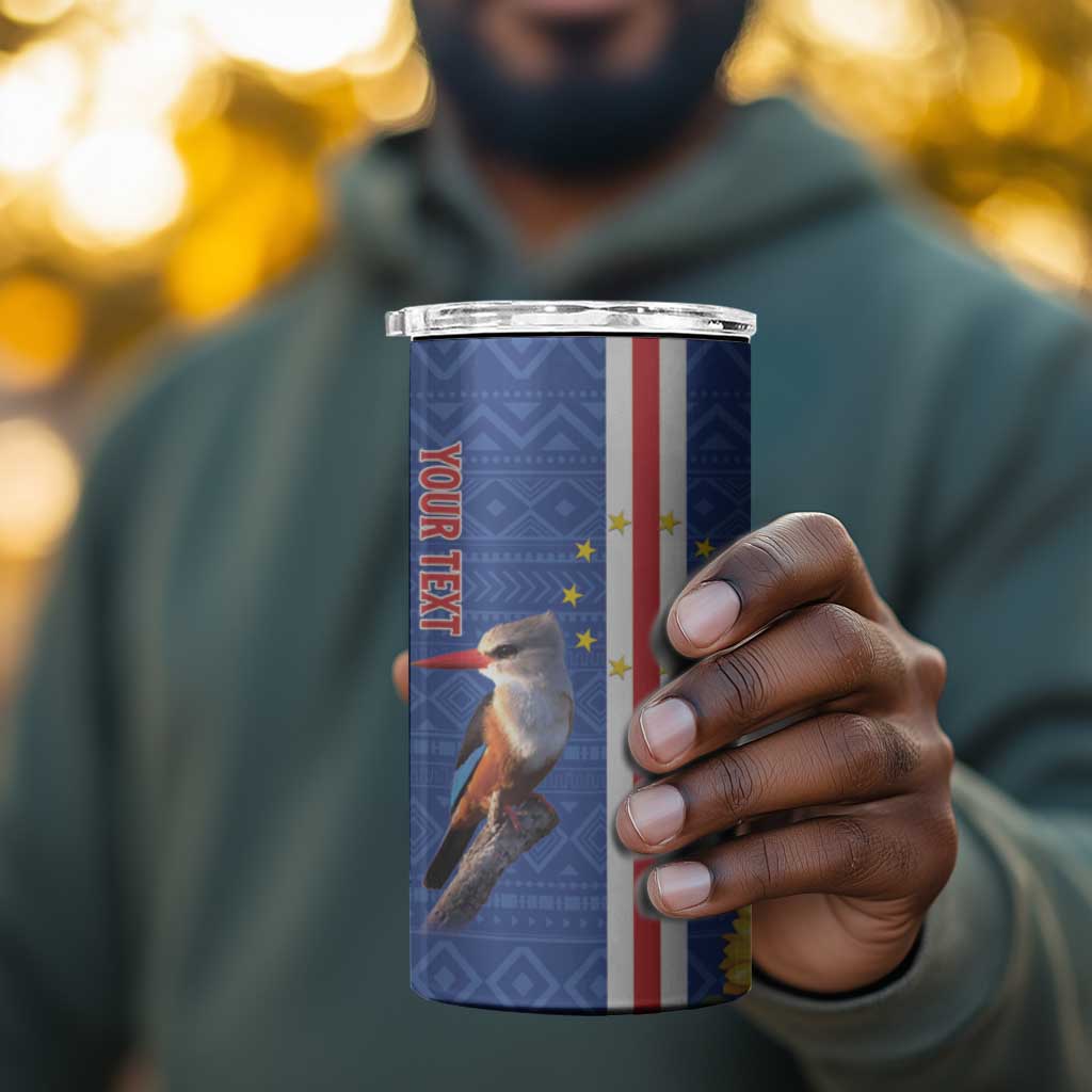 Personalised Cabo Verde 4 in 1 Can Cooler Tumbler Grey-Headed Kingfisher Mix Gerbera Daisy LT15