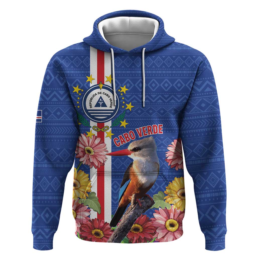 Personalised Cape Verde Hoodie Grey-Headed Kingfisher Mix Gerbera Daisy LT15