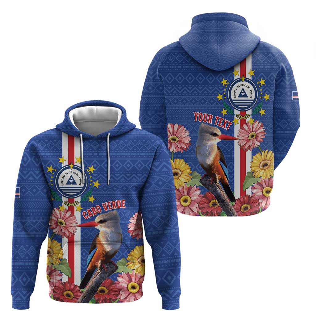 Personalised Cape Verde Hoodie Grey-Headed Kingfisher Mix Gerbera Daisy LT15