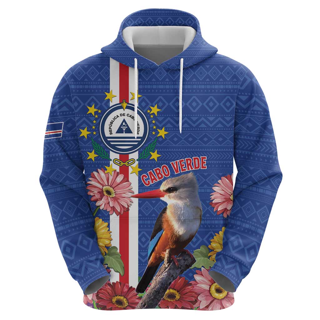 Personalised Cape Verde Hoodie Grey-Headed Kingfisher Mix Gerbera Daisy LT15