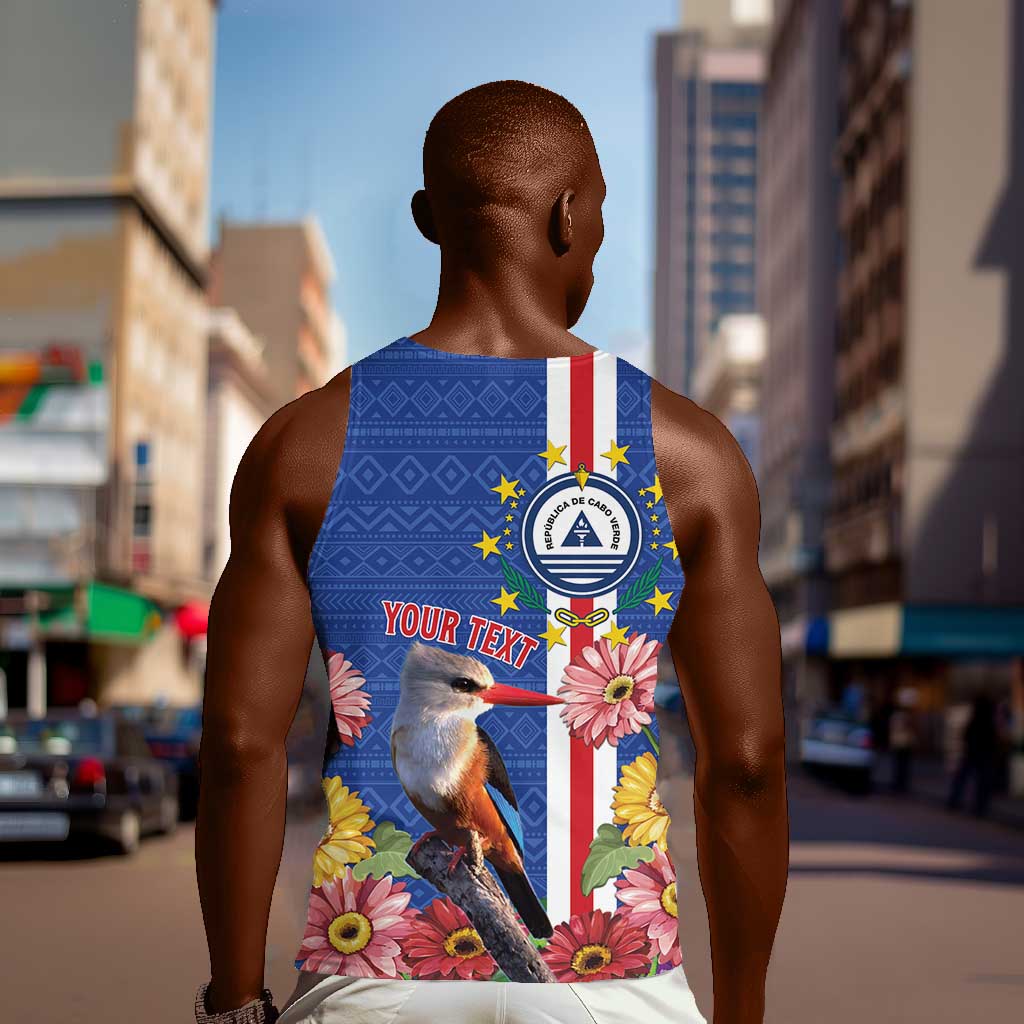 Personalised Cabo Verde Men Tank Top Grey-Headed Kingfisher Mix Gerbera Daisy LT15