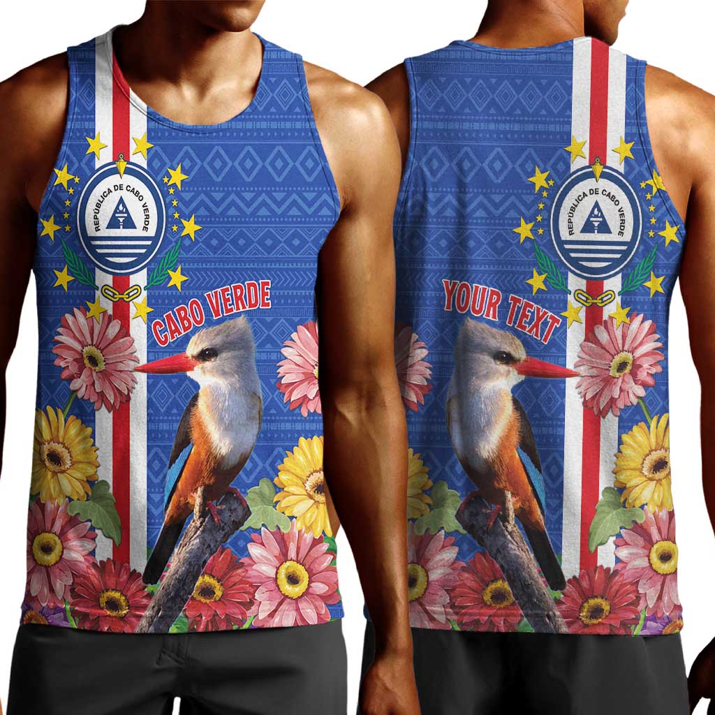 Personalised Cabo Verde Men Tank Top Grey-Headed Kingfisher Mix Gerbera Daisy LT15