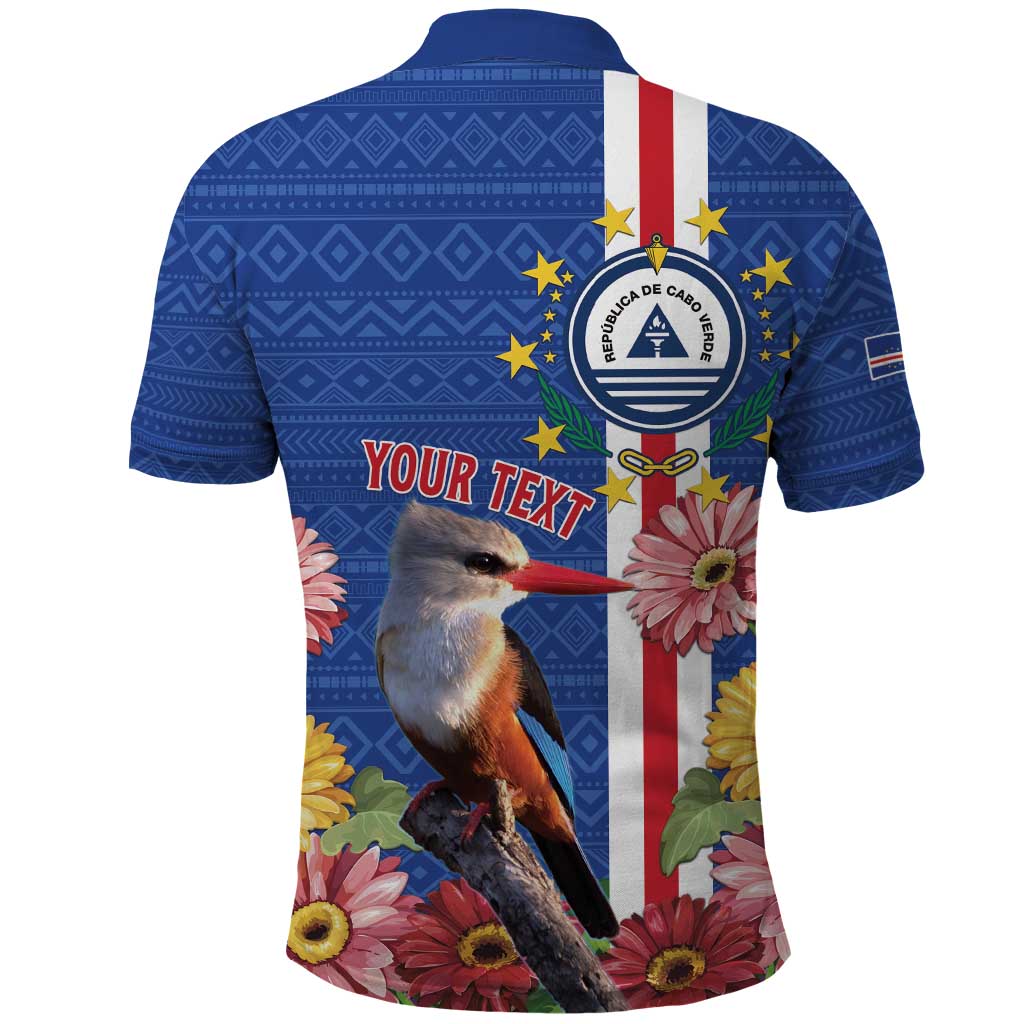 Personalised Cape Verde Polo Shirt Grey-Headed Kingfisher Mix Gerbera Daisy LT15