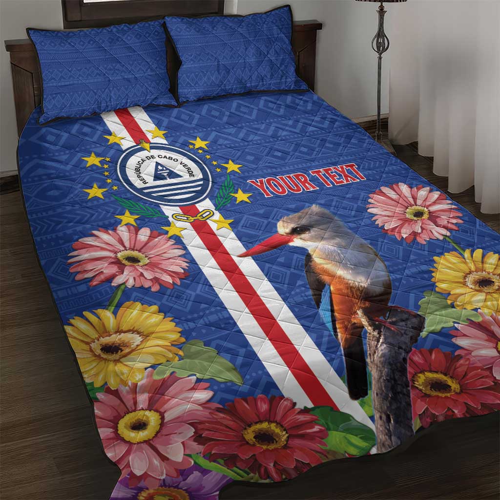 Personalised Cabo Verde Quilt Bed Set Grey-Headed Kingfisher Mix Gerbera Daisy LT15