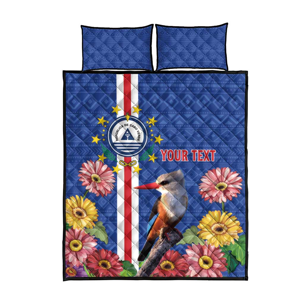 Personalised Cabo Verde Quilt Bed Set Grey-Headed Kingfisher Mix Gerbera Daisy LT15