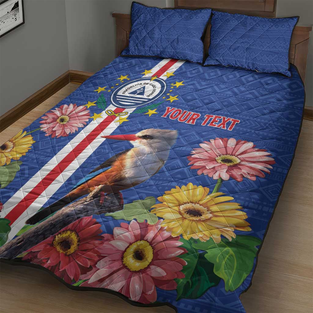 Personalised Cabo Verde Quilt Bed Set Grey-Headed Kingfisher Mix Gerbera Daisy LT15