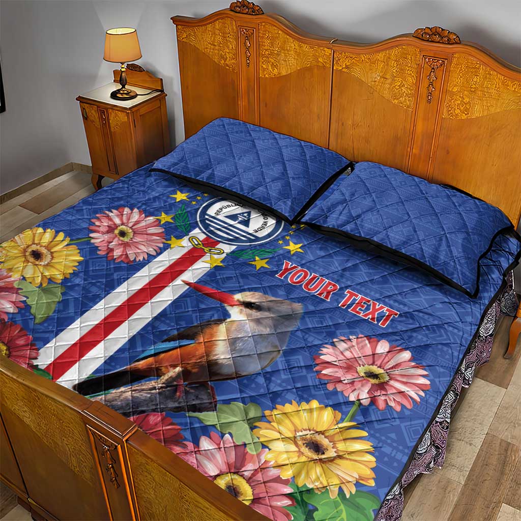 Personalised Cabo Verde Quilt Bed Set Grey-Headed Kingfisher Mix Gerbera Daisy LT15