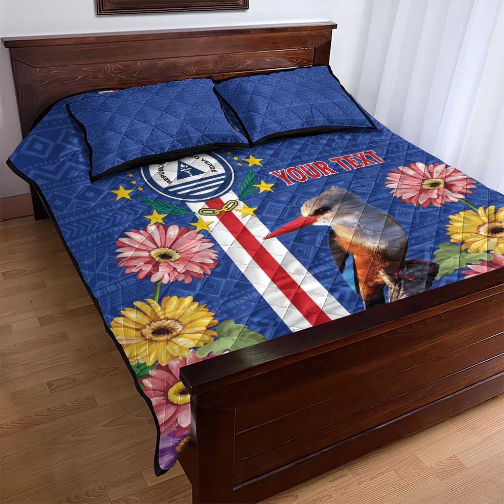 Personalised Cabo Verde Quilt Bed Set Grey-Headed Kingfisher Mix Gerbera Daisy LT15