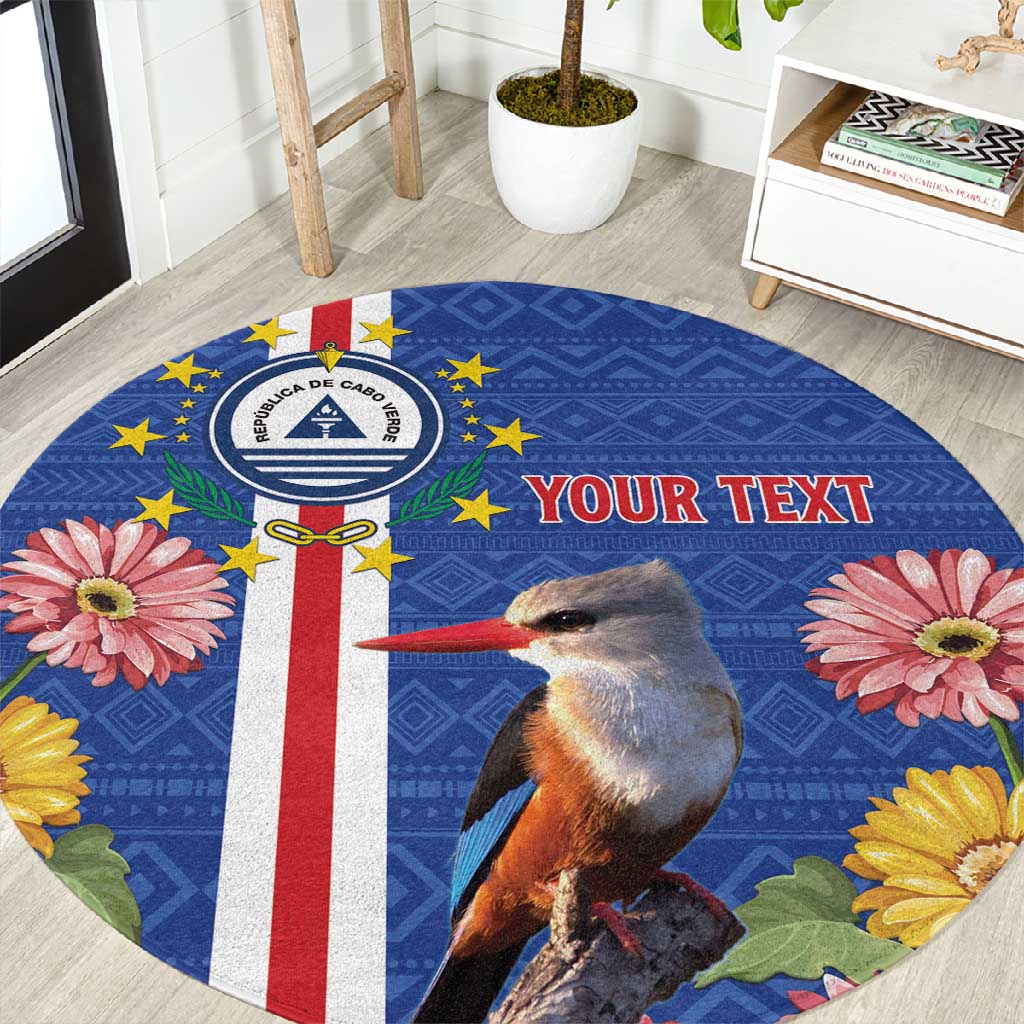 Personalised Cabo Verde Round Carpet Grey-Headed Kingfisher Mix Gerbera Daisy LT15