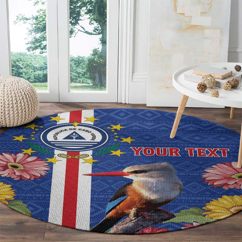 Personalised Cabo Verde Round Carpet Grey-Headed Kingfisher Mix Gerbera Daisy LT15
