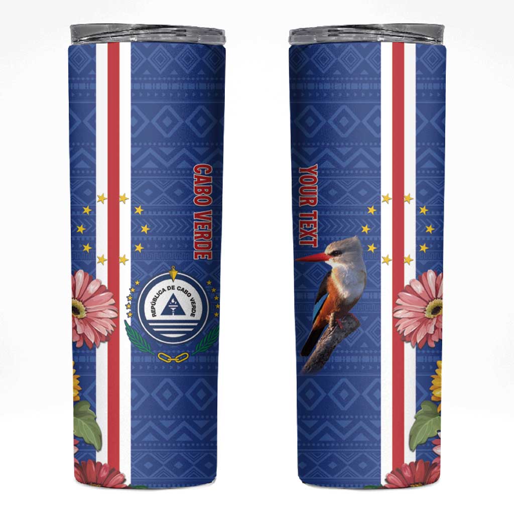 Personalised Cabo Verde Skinny Tumbler Grey-Headed Kingfisher Mix Gerbera Daisy LT15