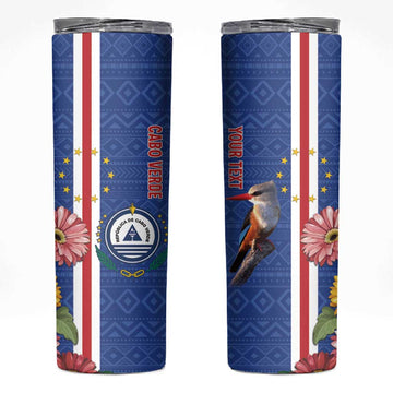 Personalised Cabo Verde Skinny Tumbler Grey-Headed Kingfisher Mix Gerbera Daisy LT15