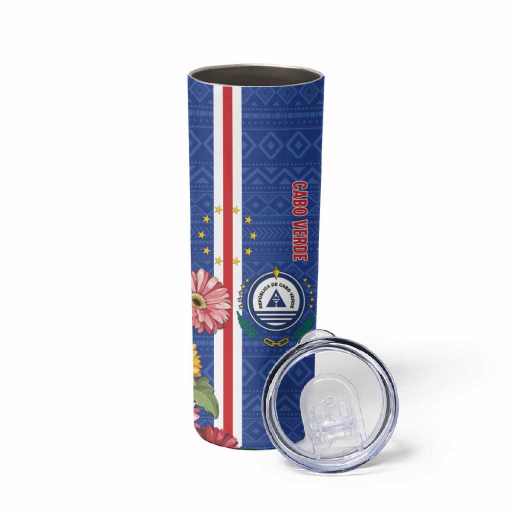 Personalised Cabo Verde Skinny Tumbler Grey-Headed Kingfisher Mix Gerbera Daisy LT15