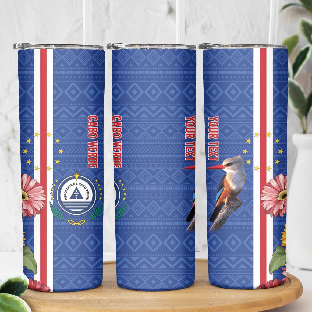Personalised Cabo Verde Skinny Tumbler Grey-Headed Kingfisher Mix Gerbera Daisy LT15