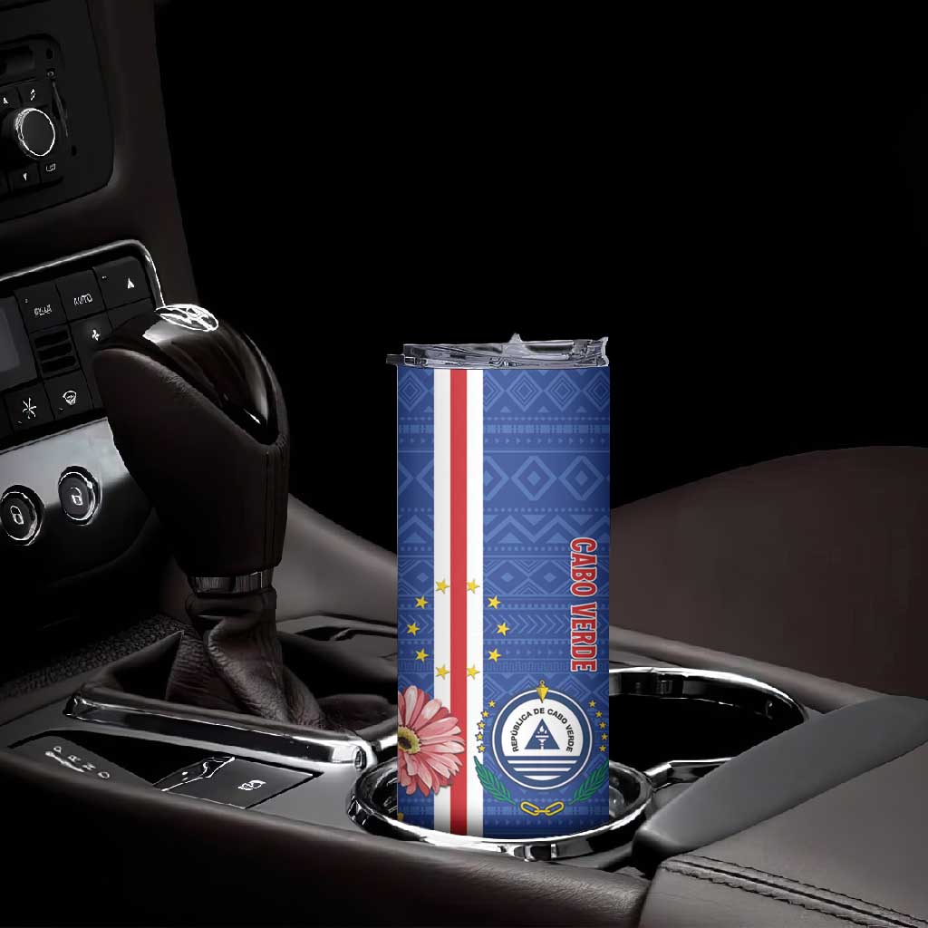 Personalised Cabo Verde Skinny Tumbler Grey-Headed Kingfisher Mix Gerbera Daisy LT15