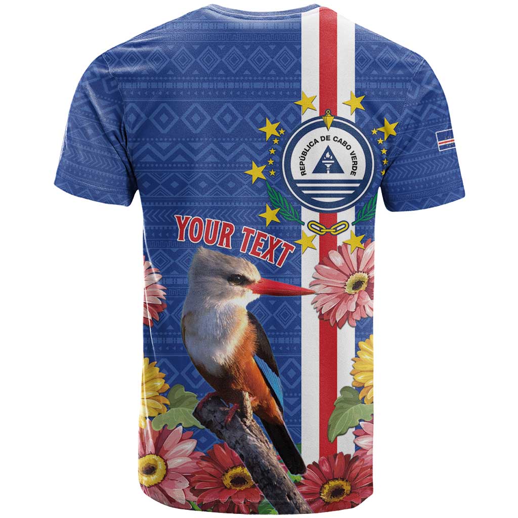 Personalised Cabo Verde T shirt Grey-Headed Kingfisher Mix Gerbera Daisy LT15