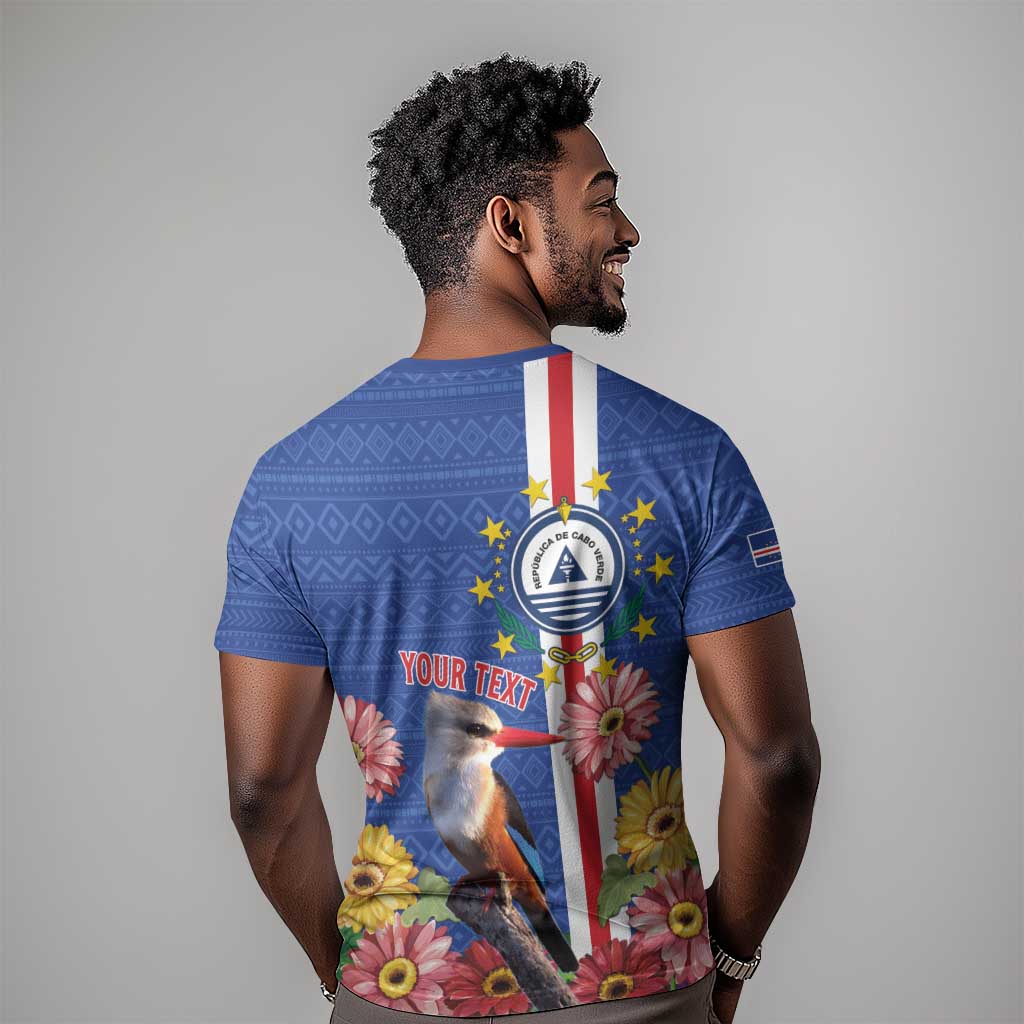 Personalised Cabo Verde T shirt Grey-Headed Kingfisher Mix Gerbera Daisy LT15