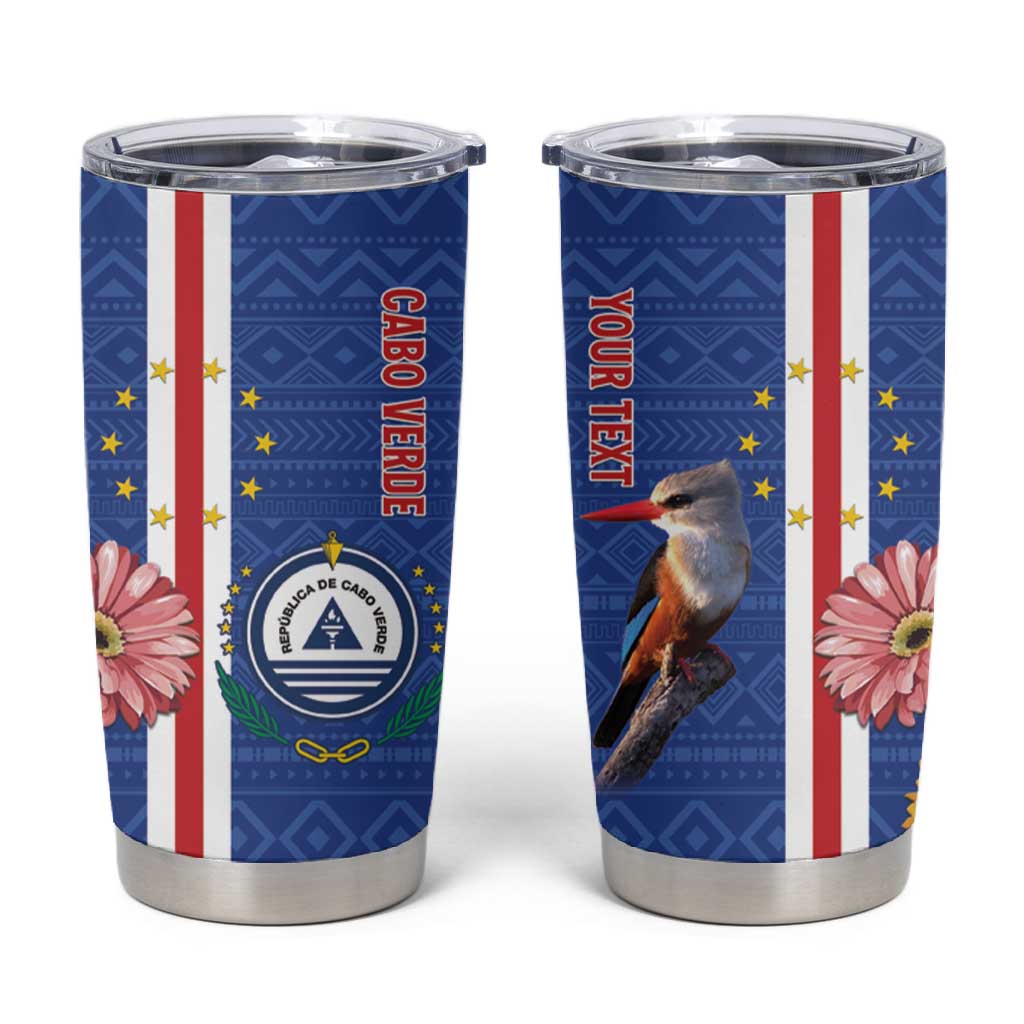 Personalised Cabo Verde Tumbler Cup Grey-Headed Kingfisher Mix Gerbera Daisy LT15