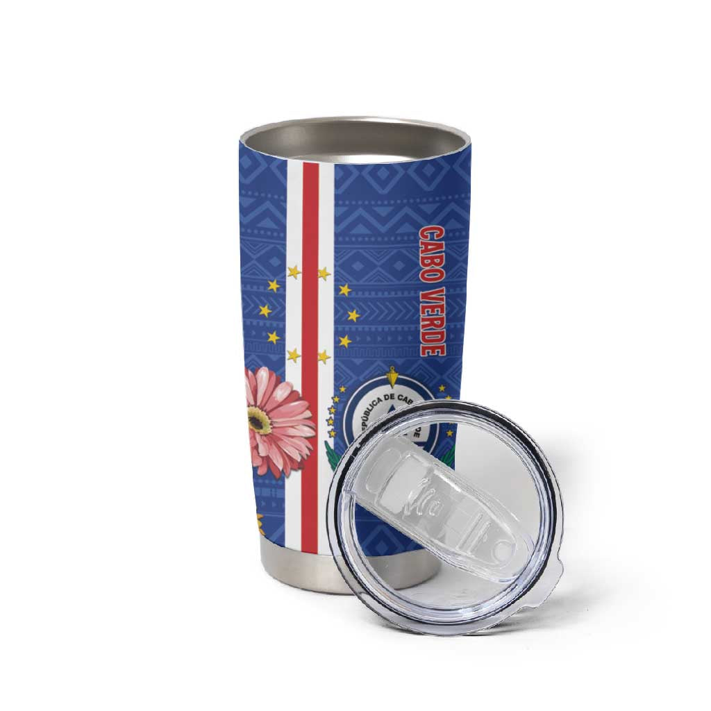 Personalised Cabo Verde Tumbler Cup Grey-Headed Kingfisher Mix Gerbera Daisy LT15