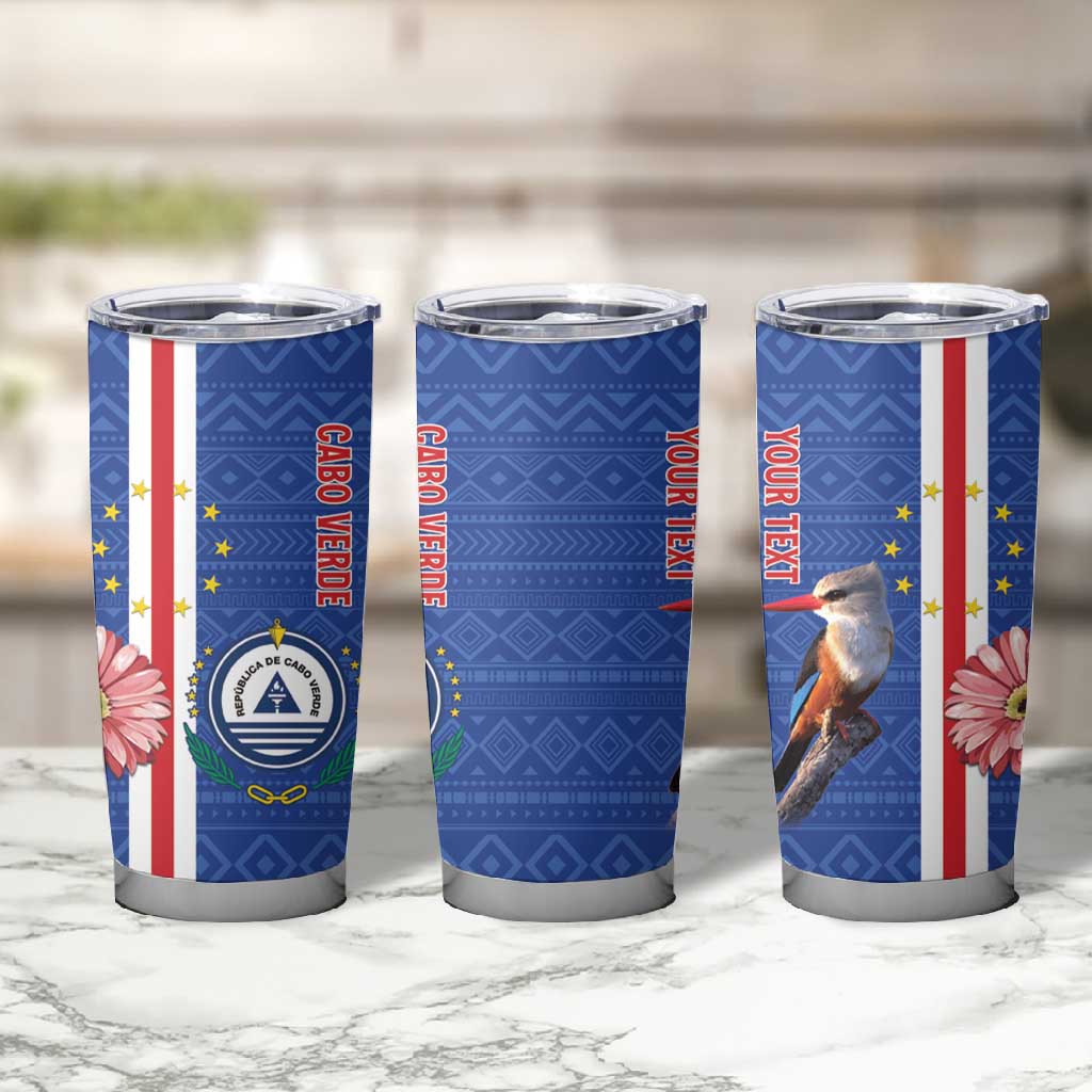 Personalised Cabo Verde Tumbler Cup Grey-Headed Kingfisher Mix Gerbera Daisy LT15