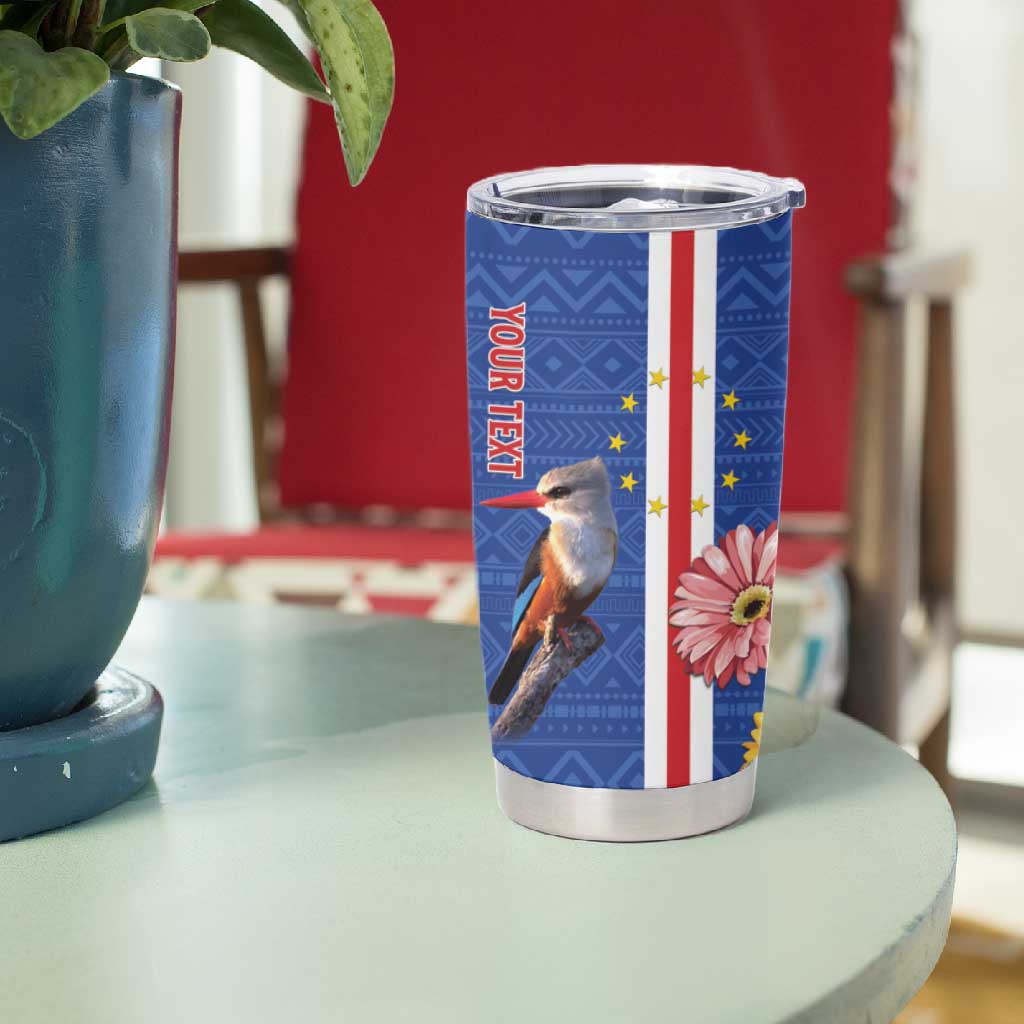 Personalised Cabo Verde Tumbler Cup Grey-Headed Kingfisher Mix Gerbera Daisy LT15