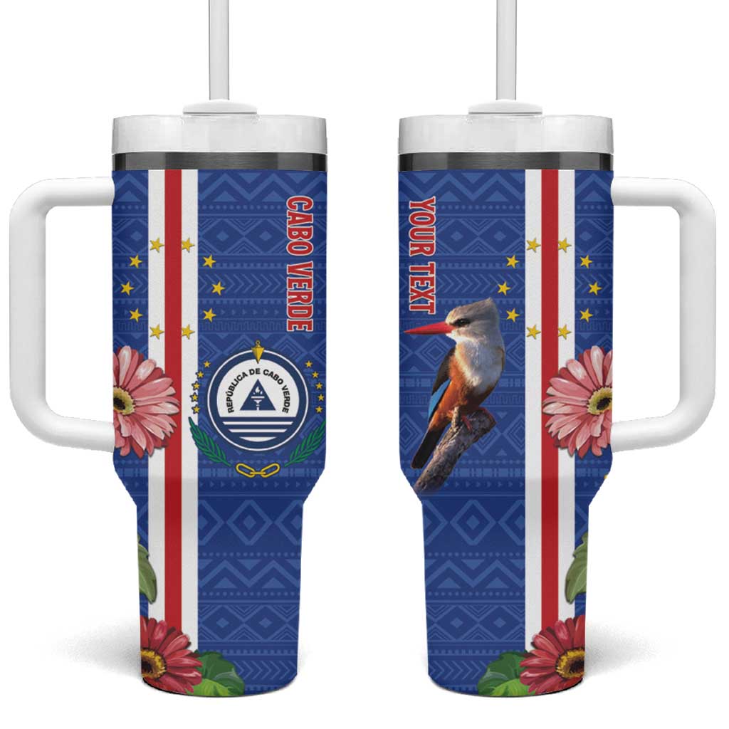 Personalised Cabo Verde Tumbler With Handle Grey-Headed Kingfisher Mix Gerbera Daisy LT15