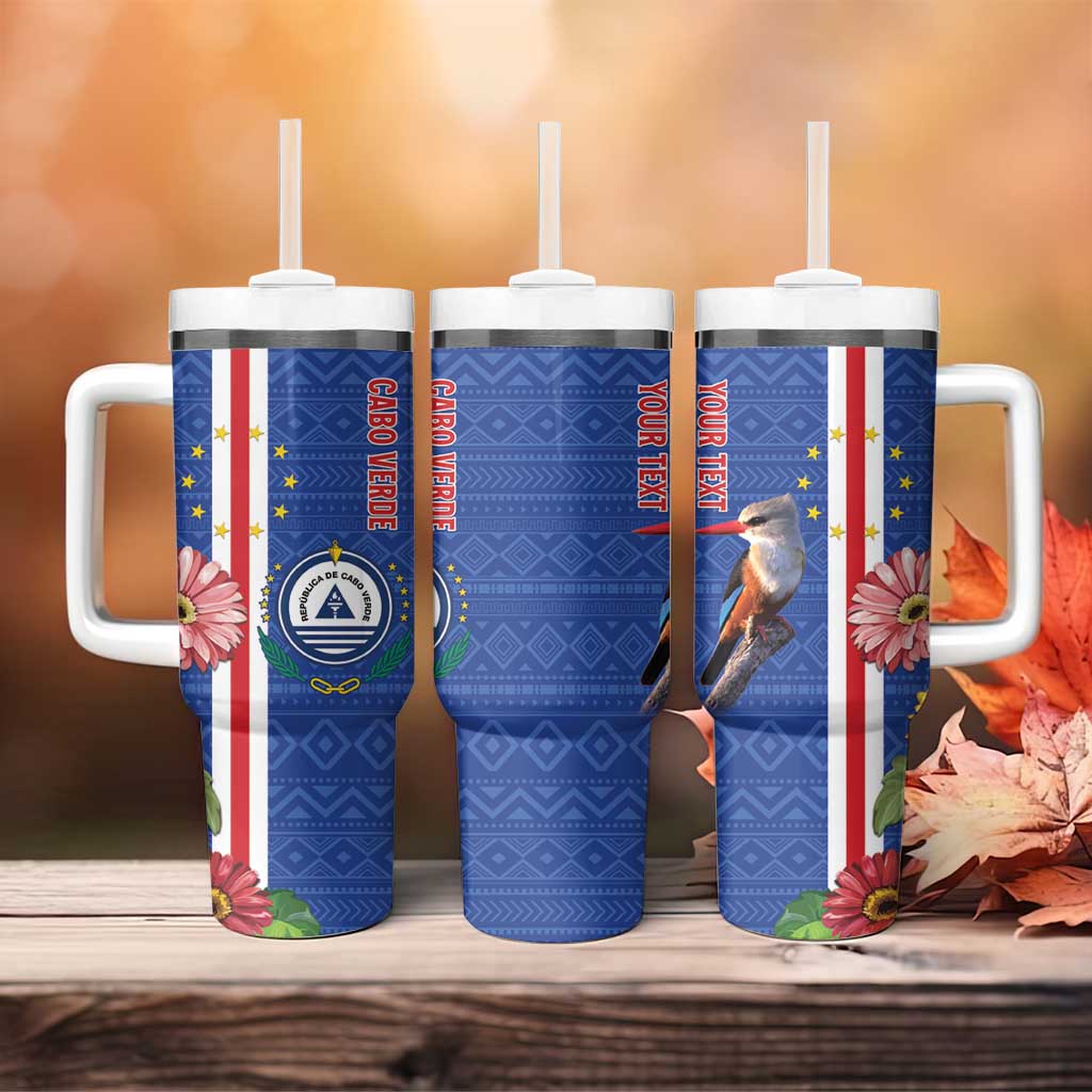 Personalised Cabo Verde Tumbler With Handle Grey-Headed Kingfisher Mix Gerbera Daisy LT15