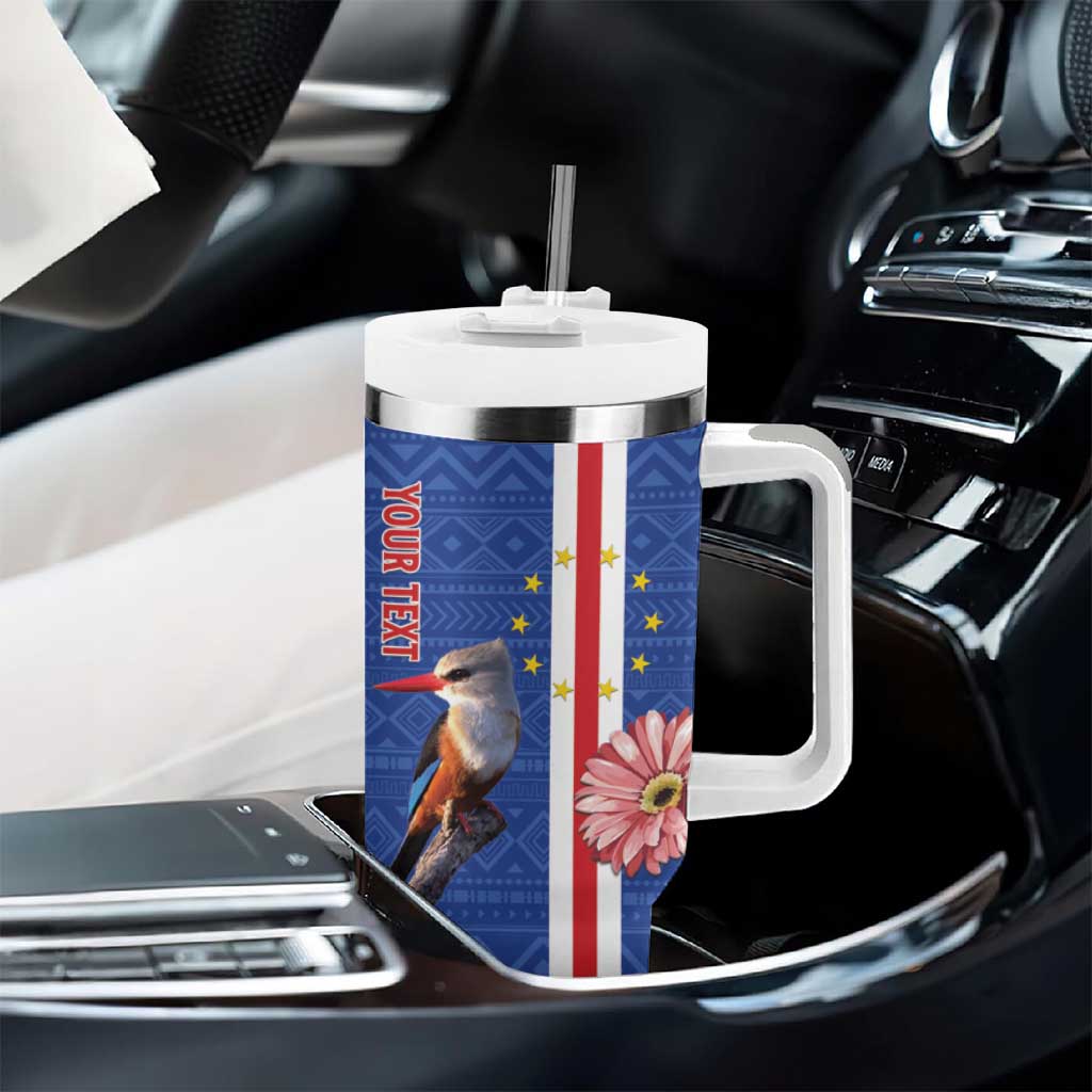 Personalised Cabo Verde Tumbler With Handle Grey-Headed Kingfisher Mix Gerbera Daisy LT15