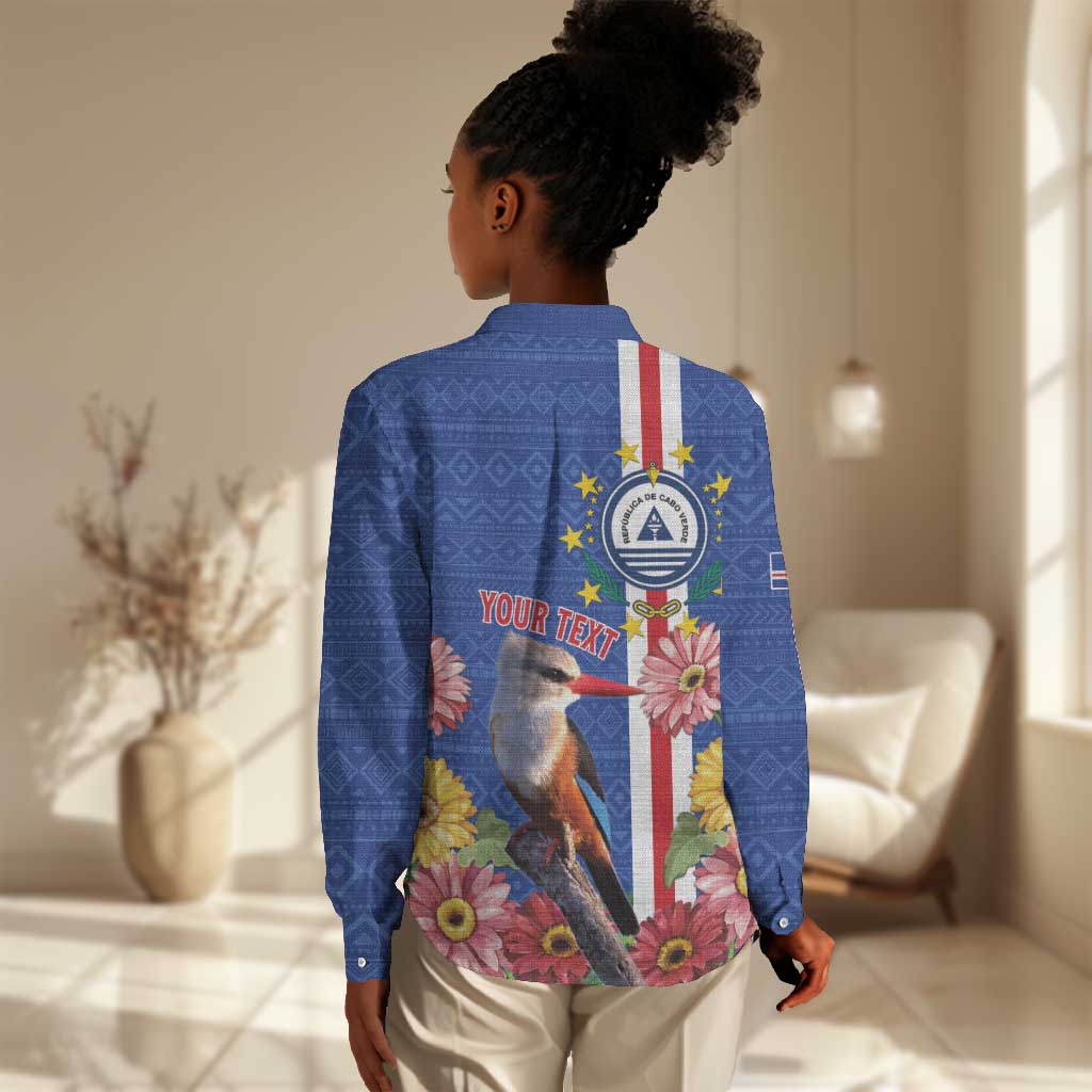 Personalised Cabo Verde Women Casual Shirt Grey-Headed Kingfisher Mix Gerbera Daisy LT15